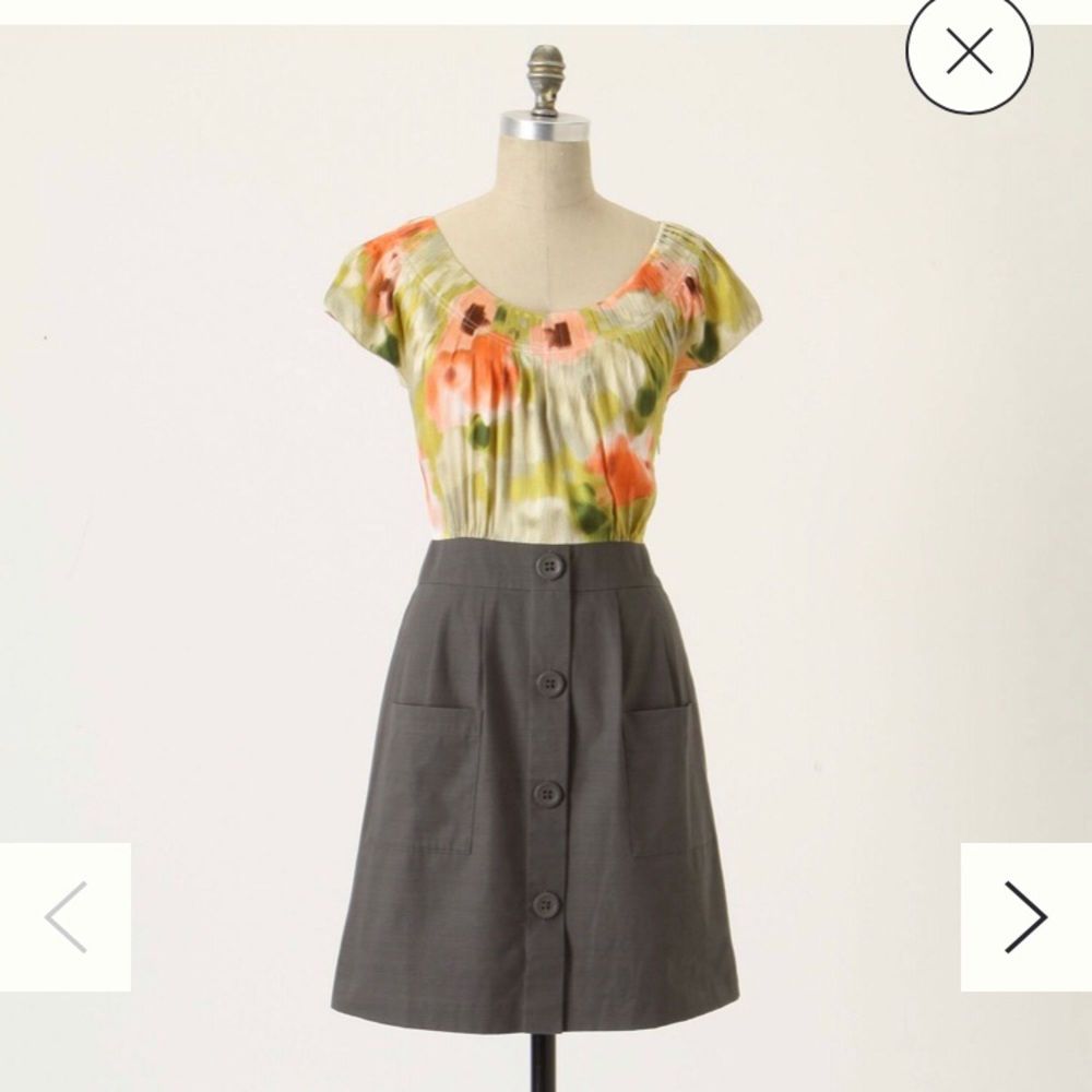 Anthro hammered silk and cotton watercolor dress